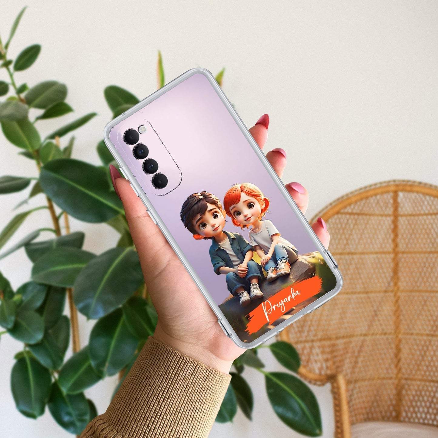Cute Love Couple Customize Transparent Silicon Case For Oppo