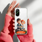 Cute Love Couple Customize Transparent Silicon Case For Poco F7 5G