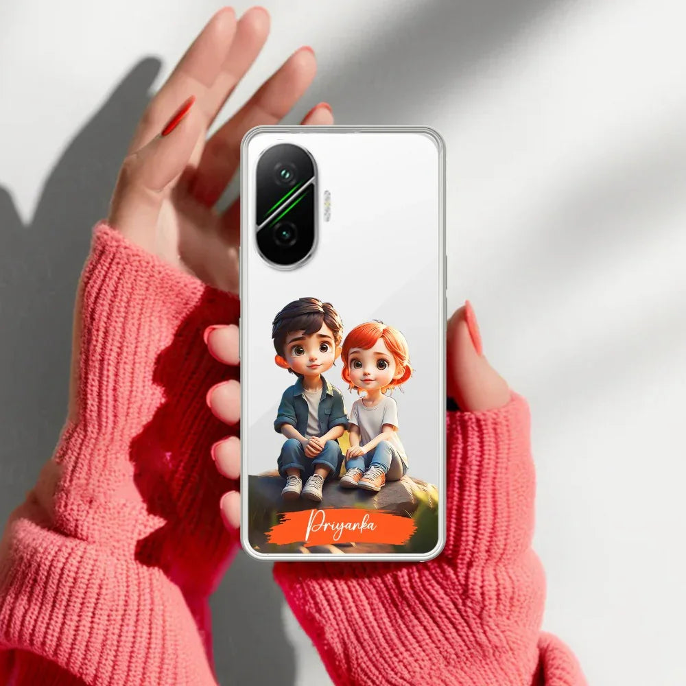 Cute Love Couple Customize Transparent Silicon Case For Poco - ShopOnCliQ