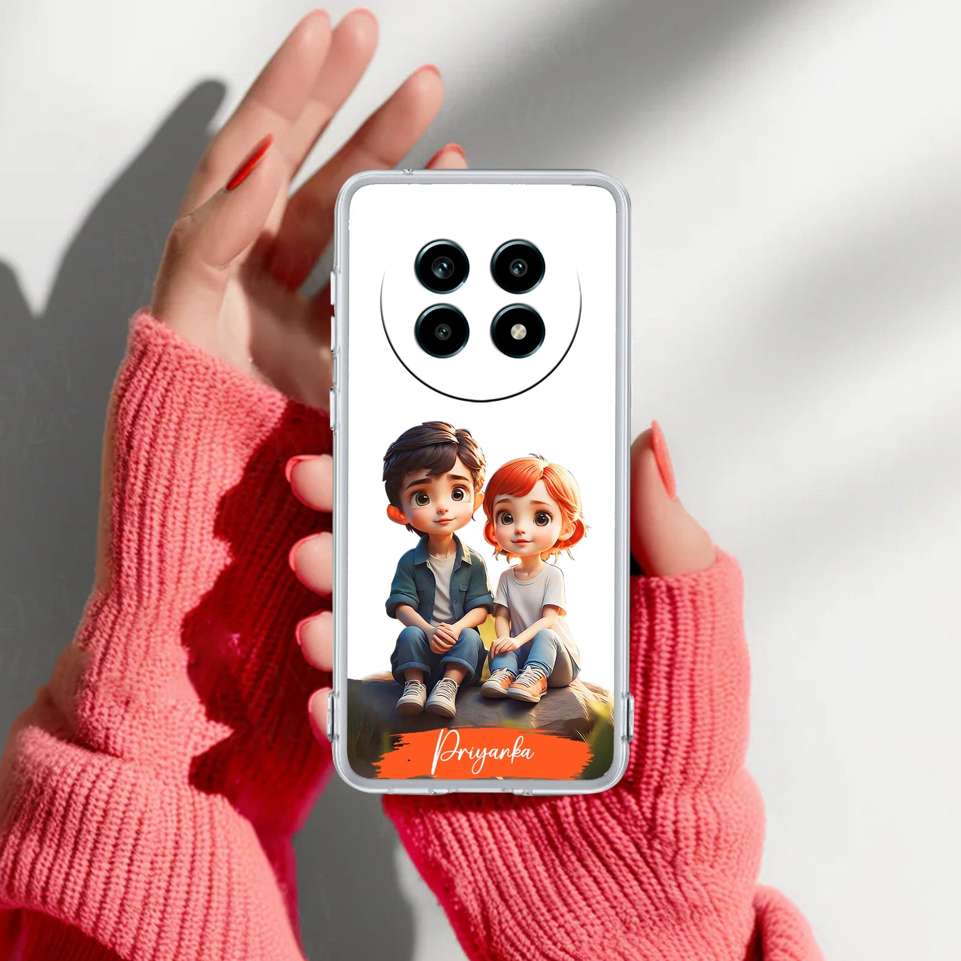 Cute Love Couple Customize Transparent Silicon Case For Realme 14 Pro Lite 5G