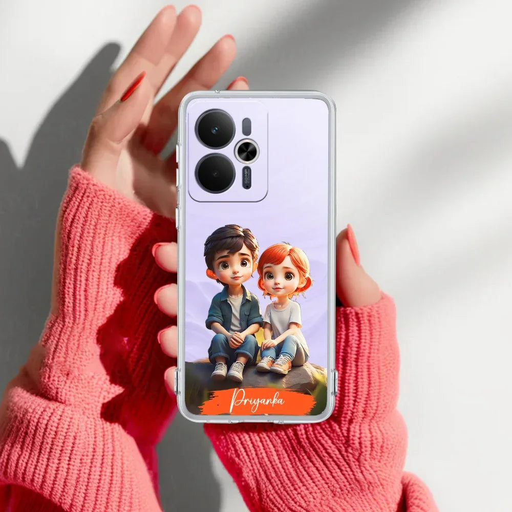 Cute Love Couple Customize Transparent Silicon Case For Realme/Narzo - ShopOnCliQ