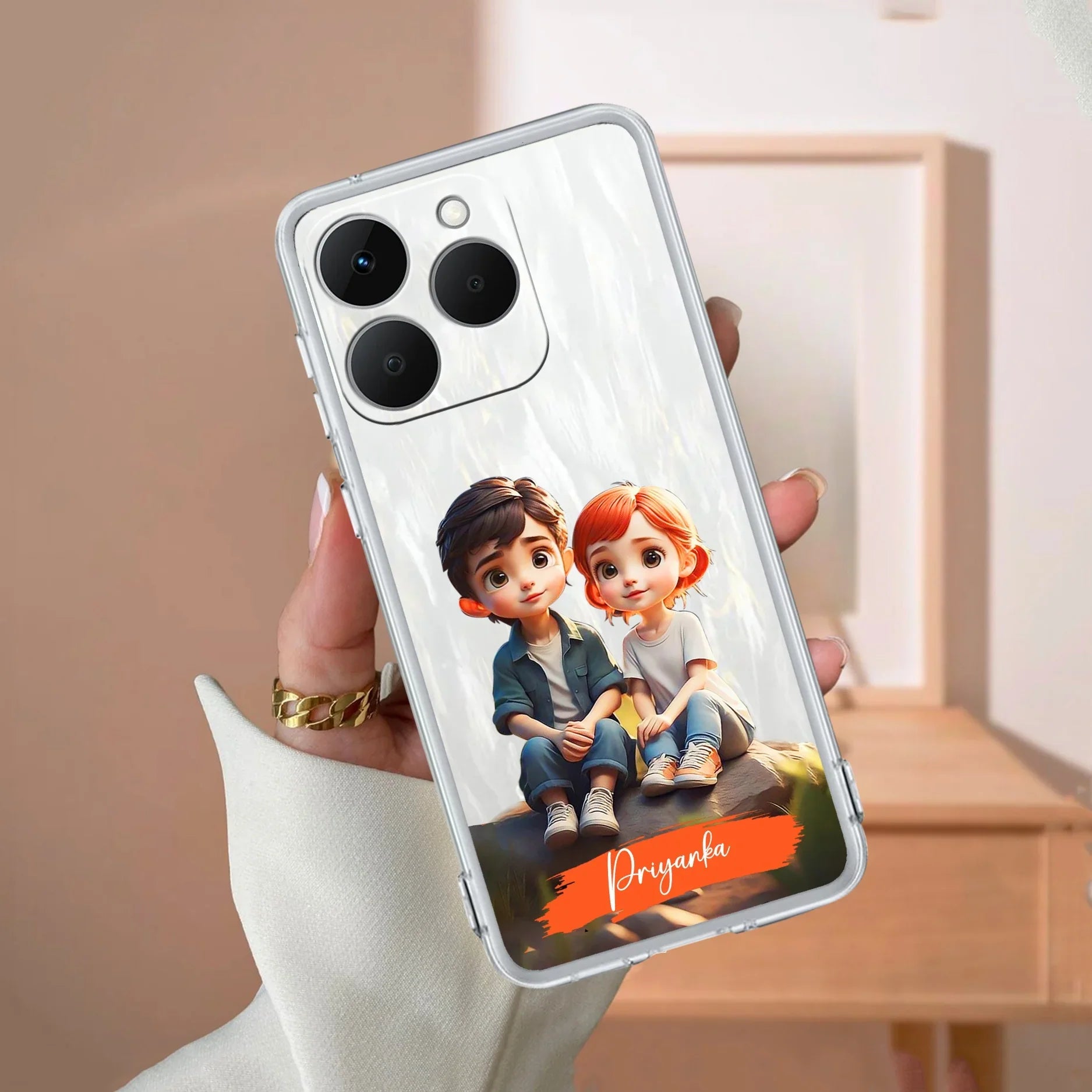 Cute Love Couple Customize Transparent Silicon Case For Realme/Narzo - ShopOnCliQ