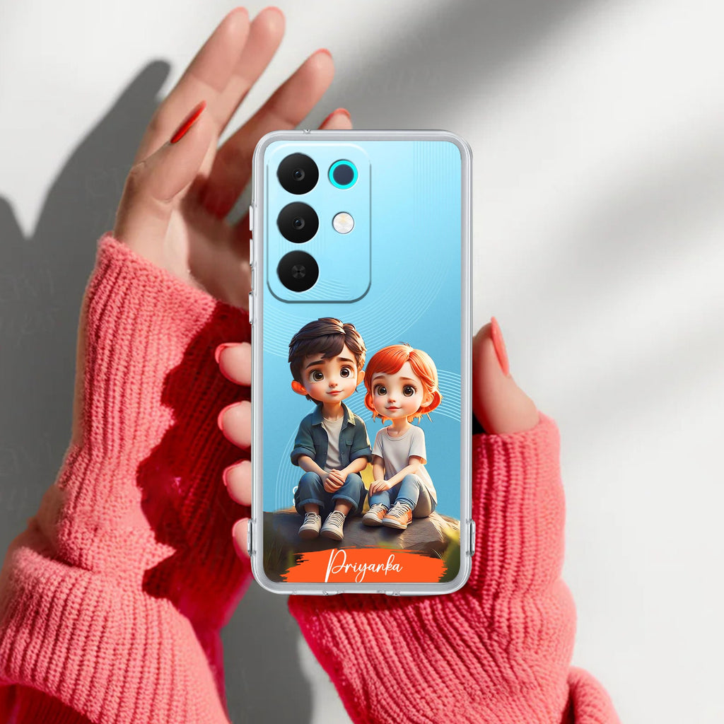 Cute Love Couple Customize Anti Yelllow Case For Realme 15X 5G