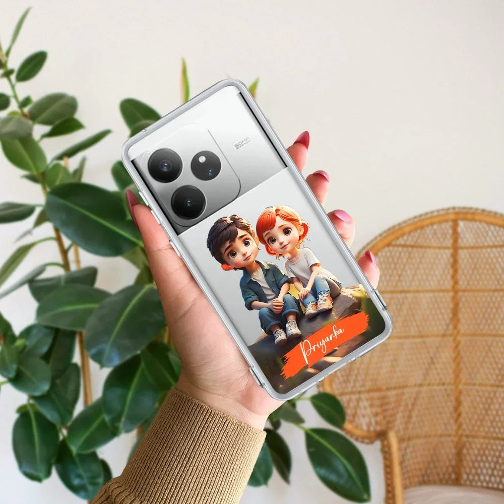 Cute Love Couple Customize Transparent Silicon Case For Realme/Narzo - ShopOnCliQ