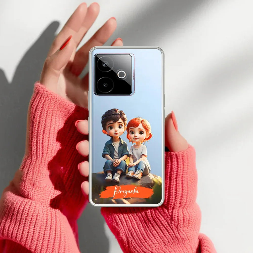 Cute Love Couple Customize Transparent Silicon Case For Realme/Narzo - ShopOnCliQ