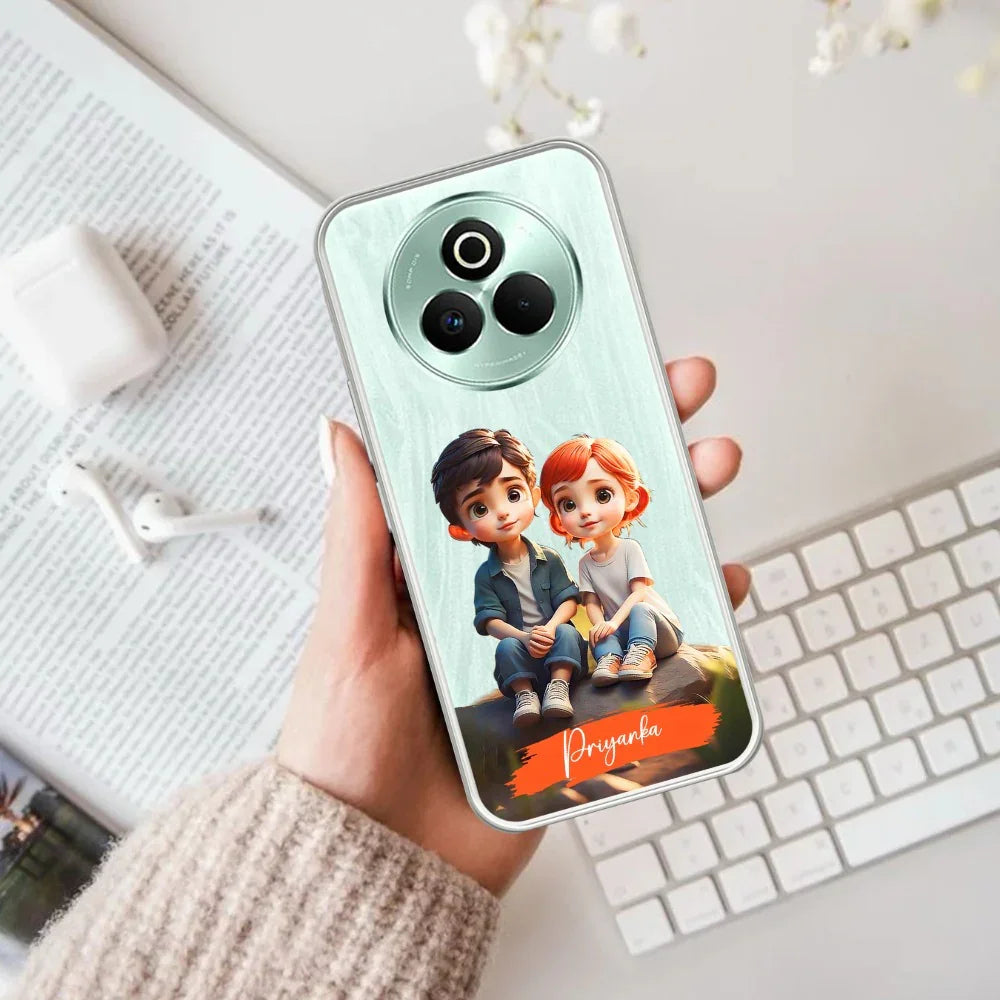 Cute Love Couple Customize Transparent Silicon Case For Realme/Narzo - ShopOnCliQ