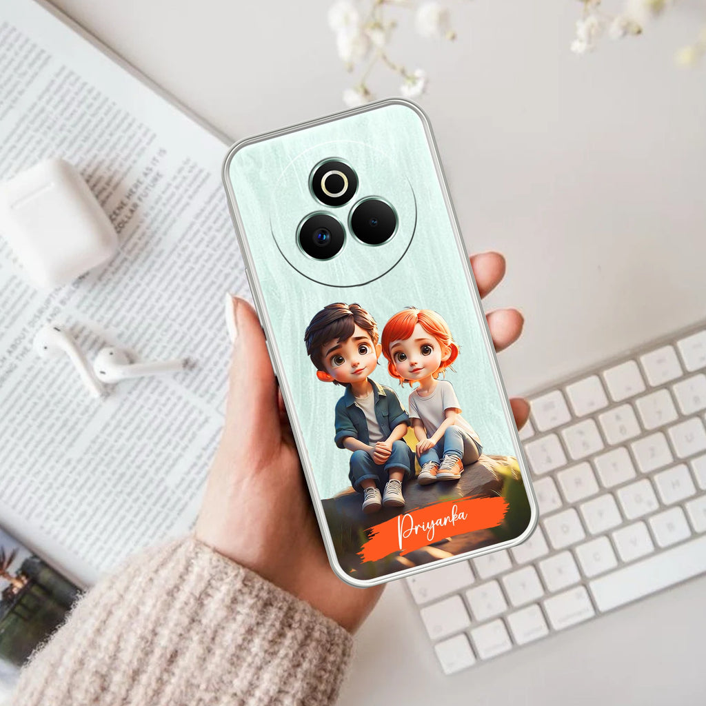 Cute Love Couple Customize Anti Yelllow Case For Realme P3 Pro 5G