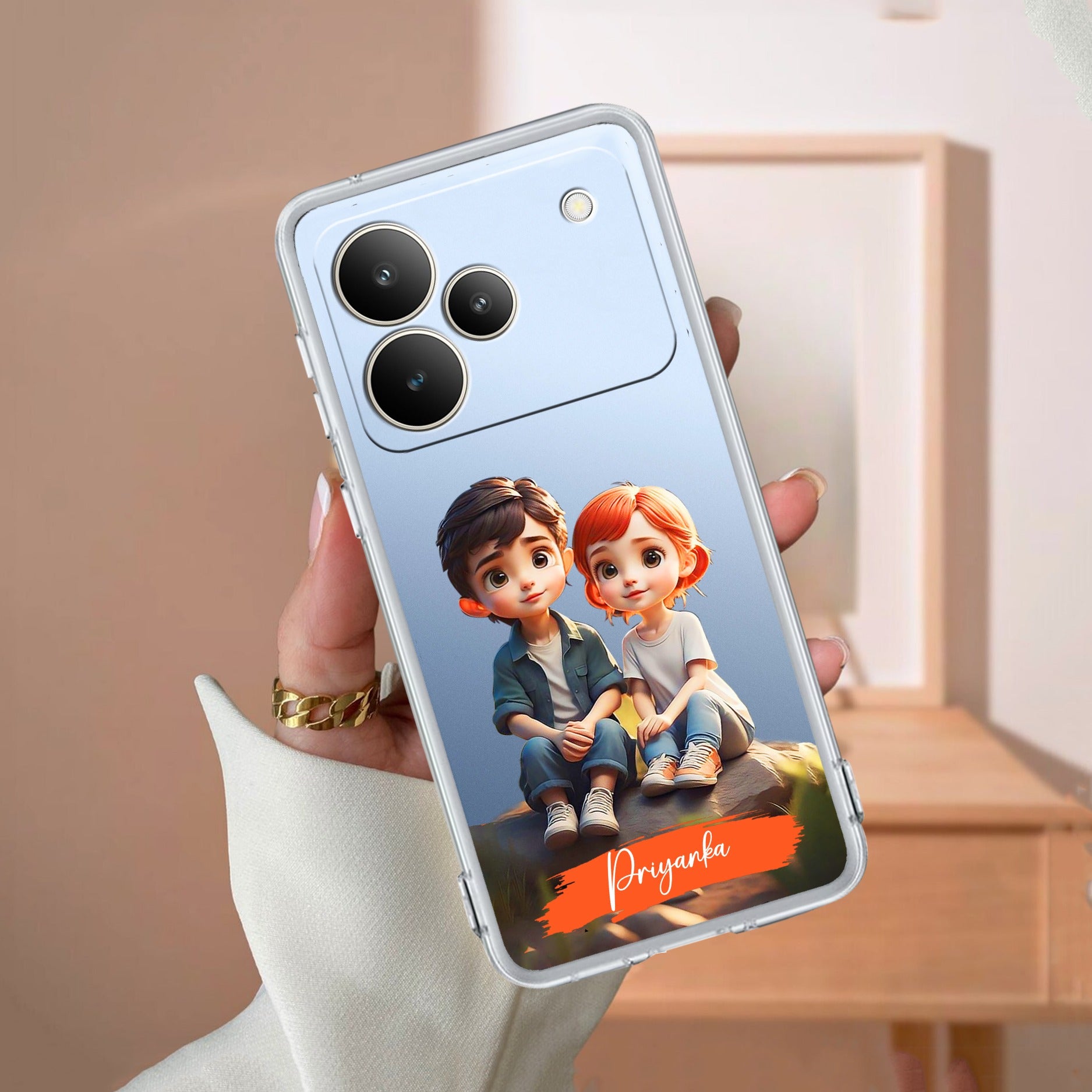 Cute Love Couple Customize Anti Yelllow Case For Realme P4 Pro 5G