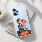 Cute Love Couple Customize Transparent Silicon Case For Redmi Note 12 5G