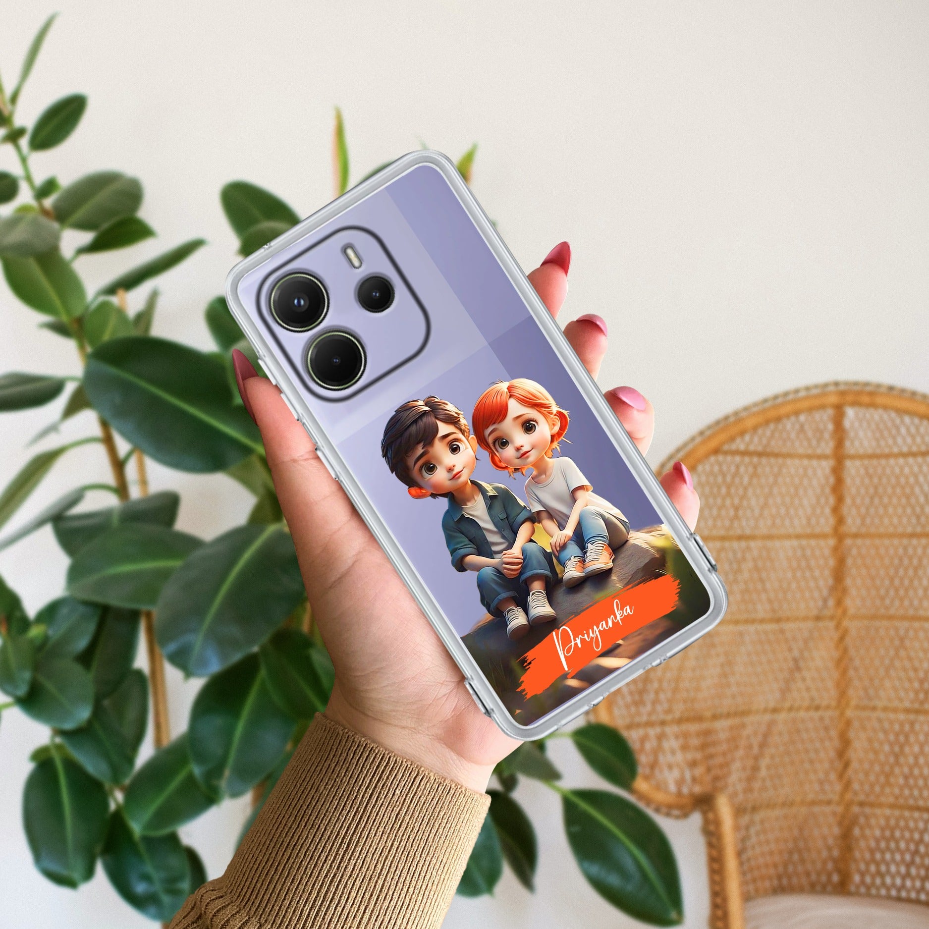 Cute Love Couple Customize Anti Yellow Case For Redmi Note 14 5G