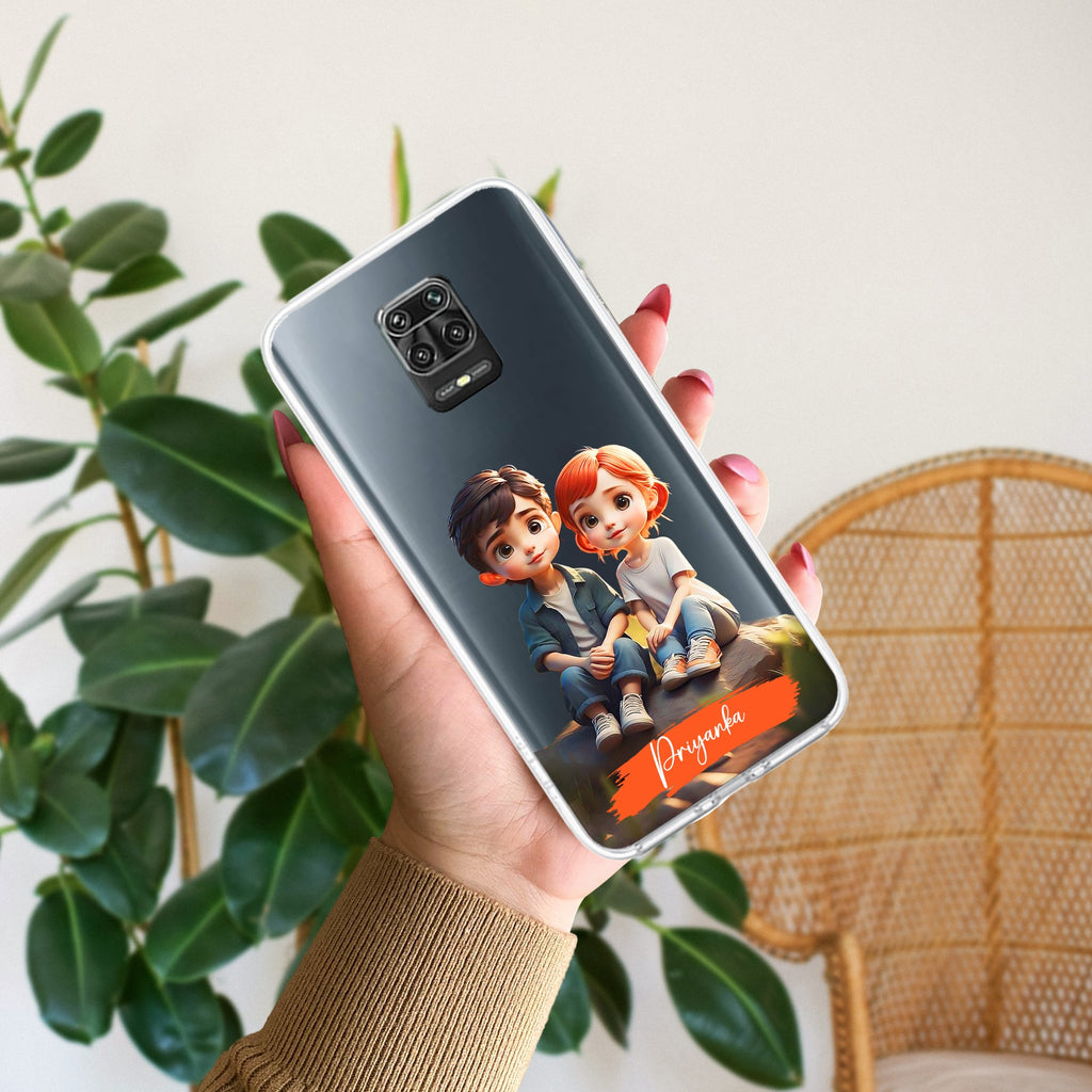 Cute Love Couple Customize Anti Yellow Case For Redmi Note 9 Pro Max