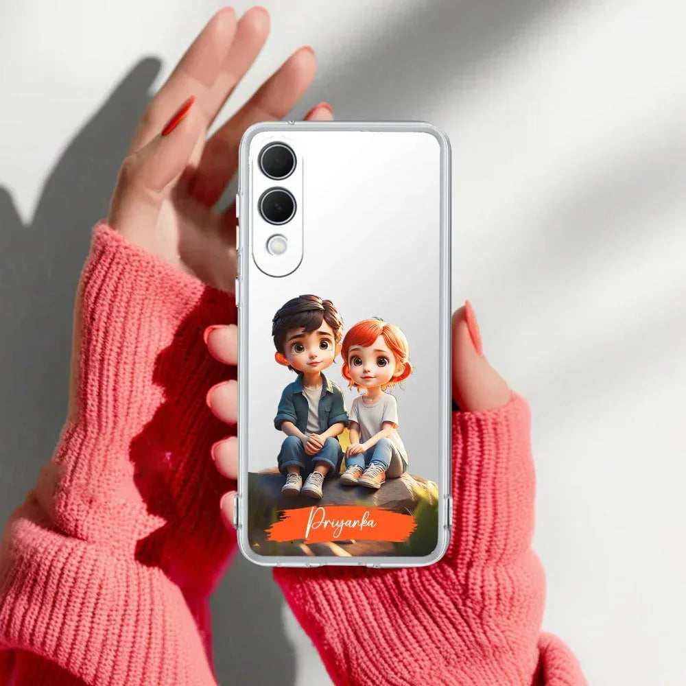 Cute Love Couple Customize Transparent Silicon Case For Samsung Galaxy F62