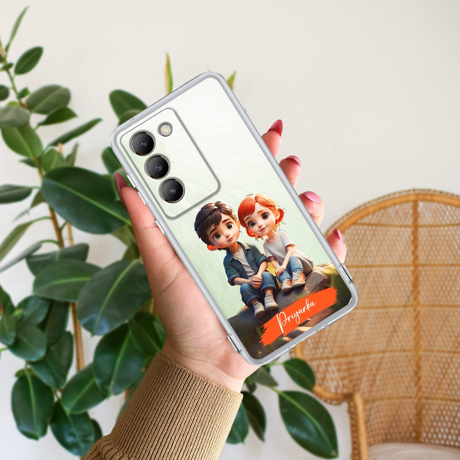 Cute Love Couple Customize Transparent Silicon Case For Vivo
