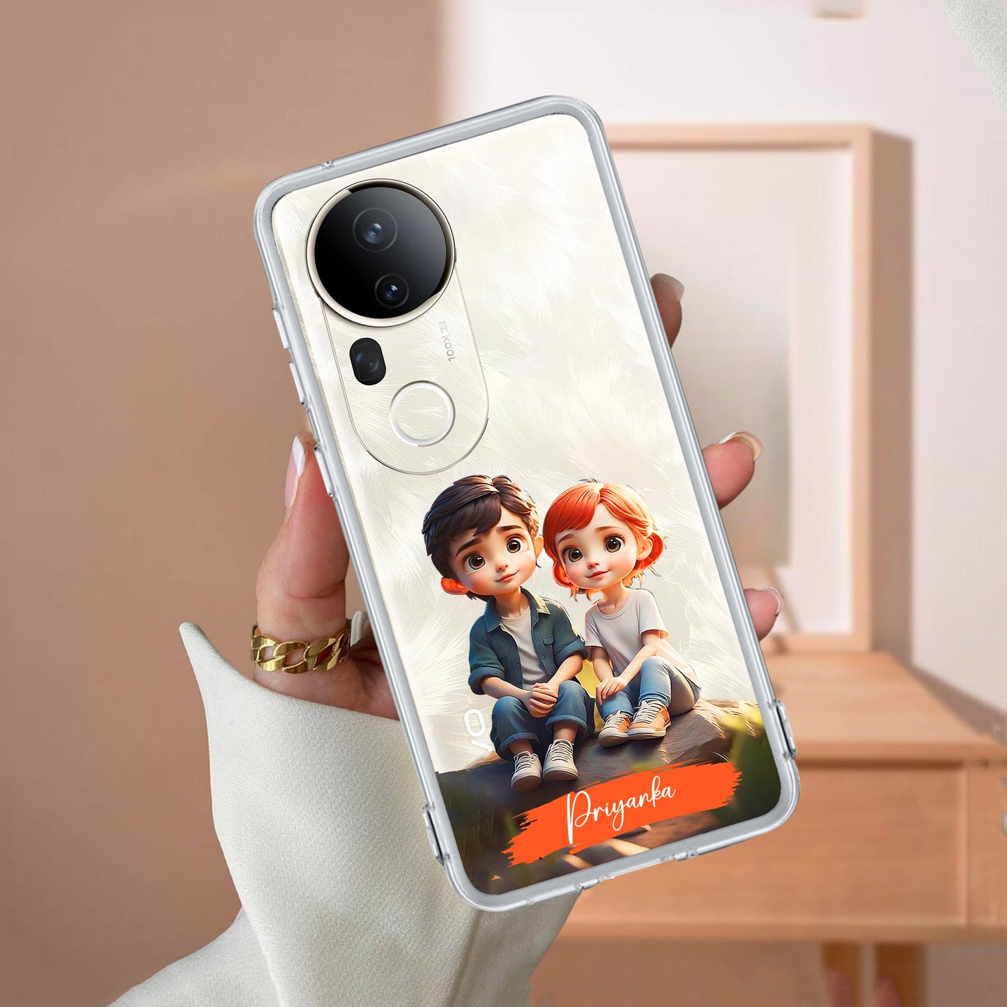Cute Love Couple Customize Transparent Silicon Case For Vivo