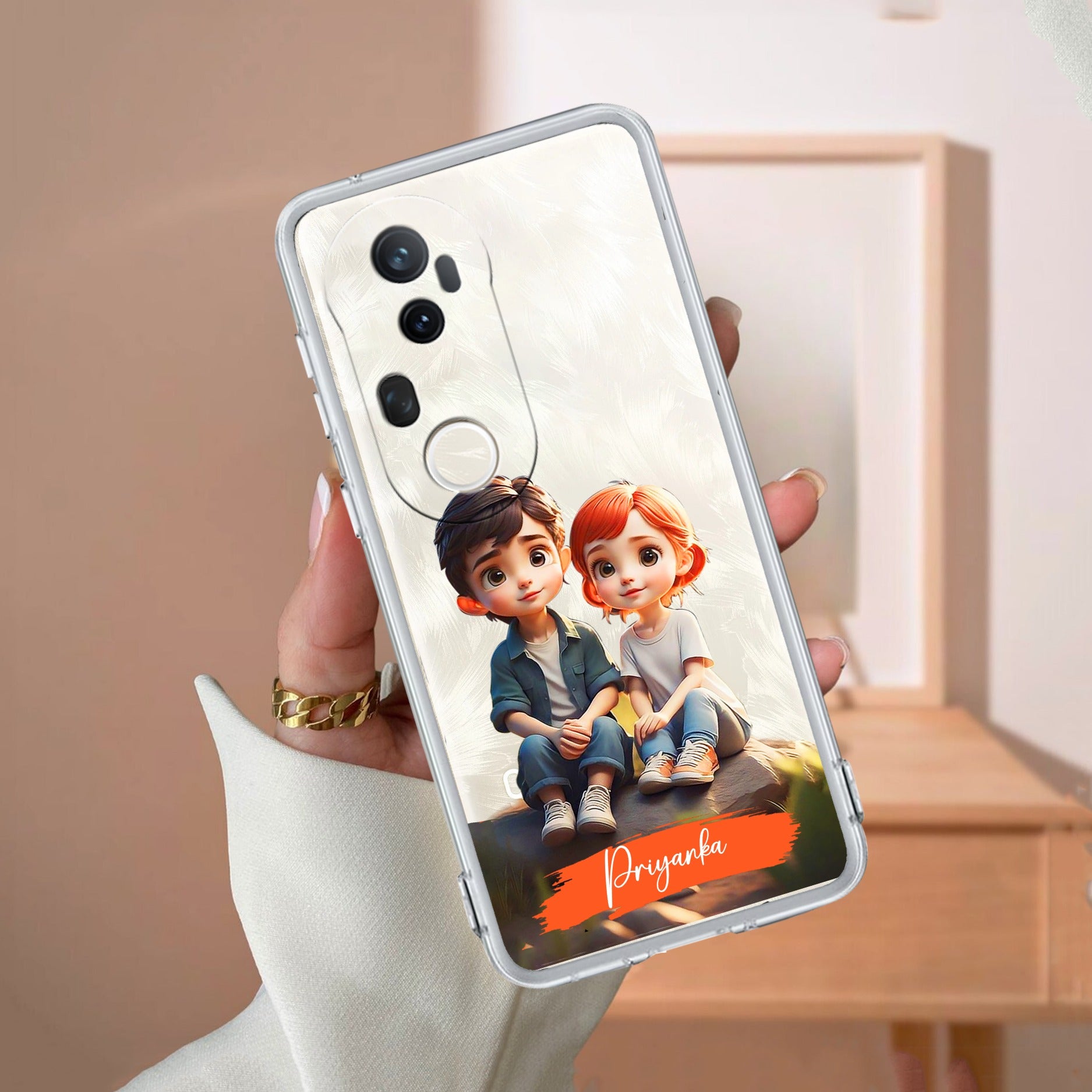 Cute Love Couple Customize Transparent Silicon Case For Vivo