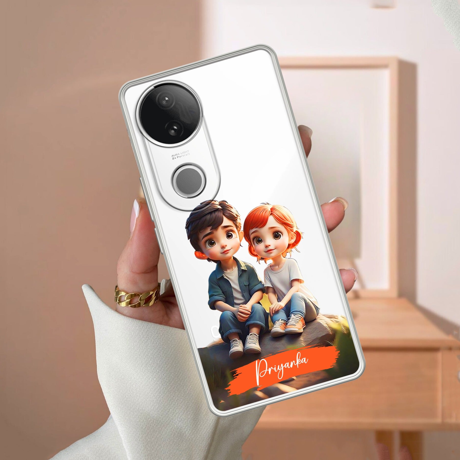 Cute Love Couple Customize Anti Yellow Case For Vivo T4R 5G