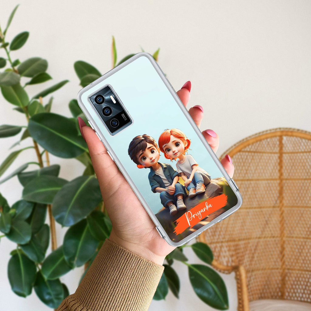 Cute Love Couple Customize Anti Yellow Case For Vivo V23E