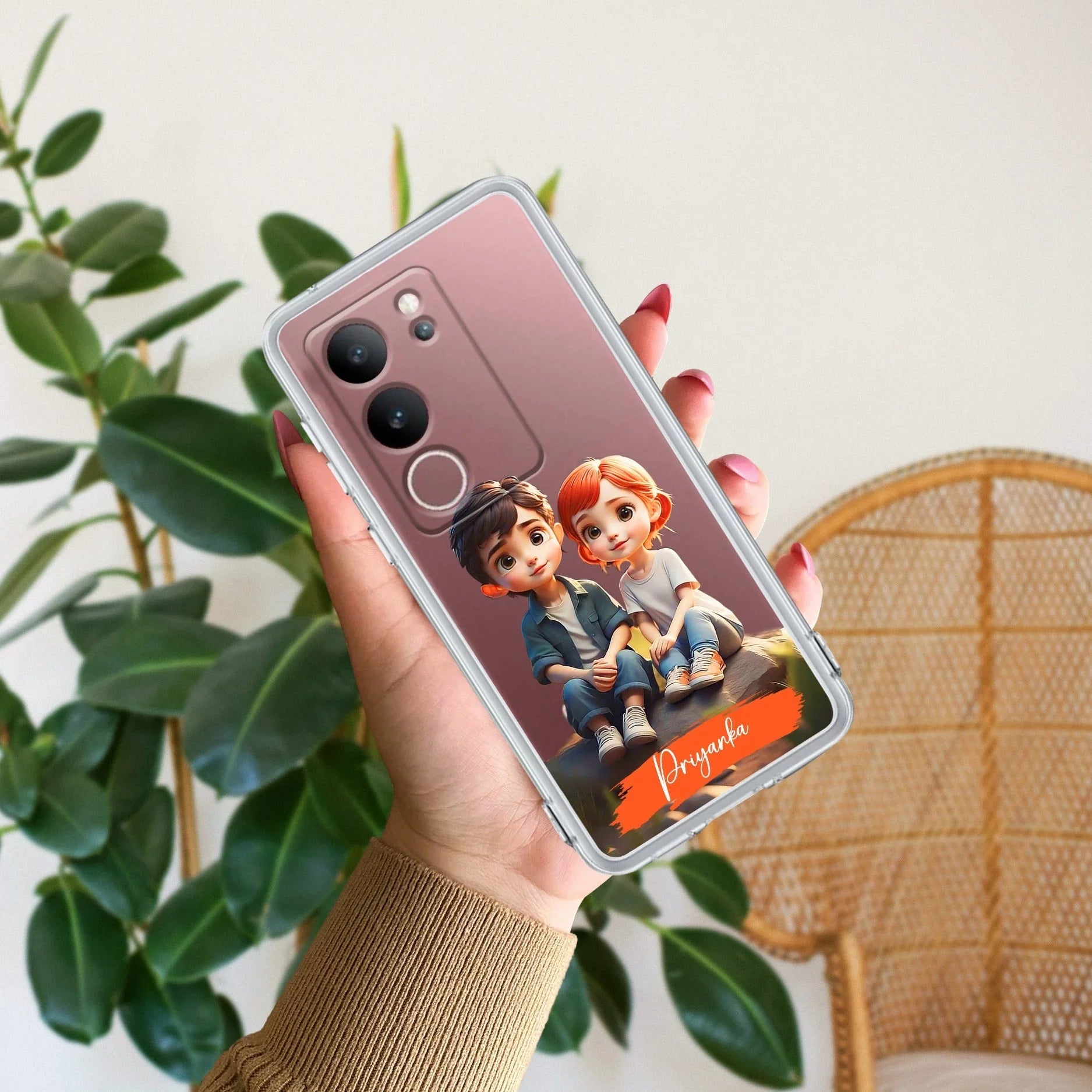 Cute Love Couple Customize Transparent Silicon Case For Vivo - ShopOnCliQ