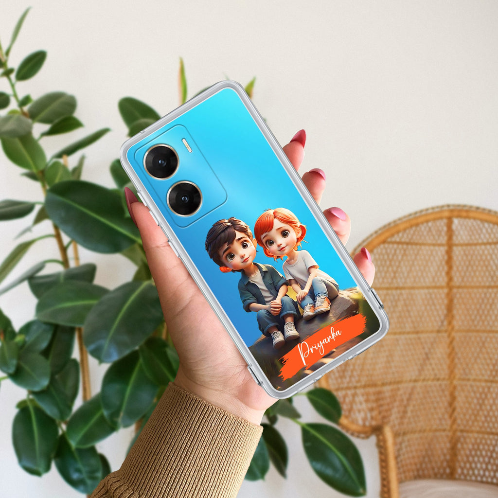Cute Love Couple Customize Anti Yellow Case For Vivo V29E 5G