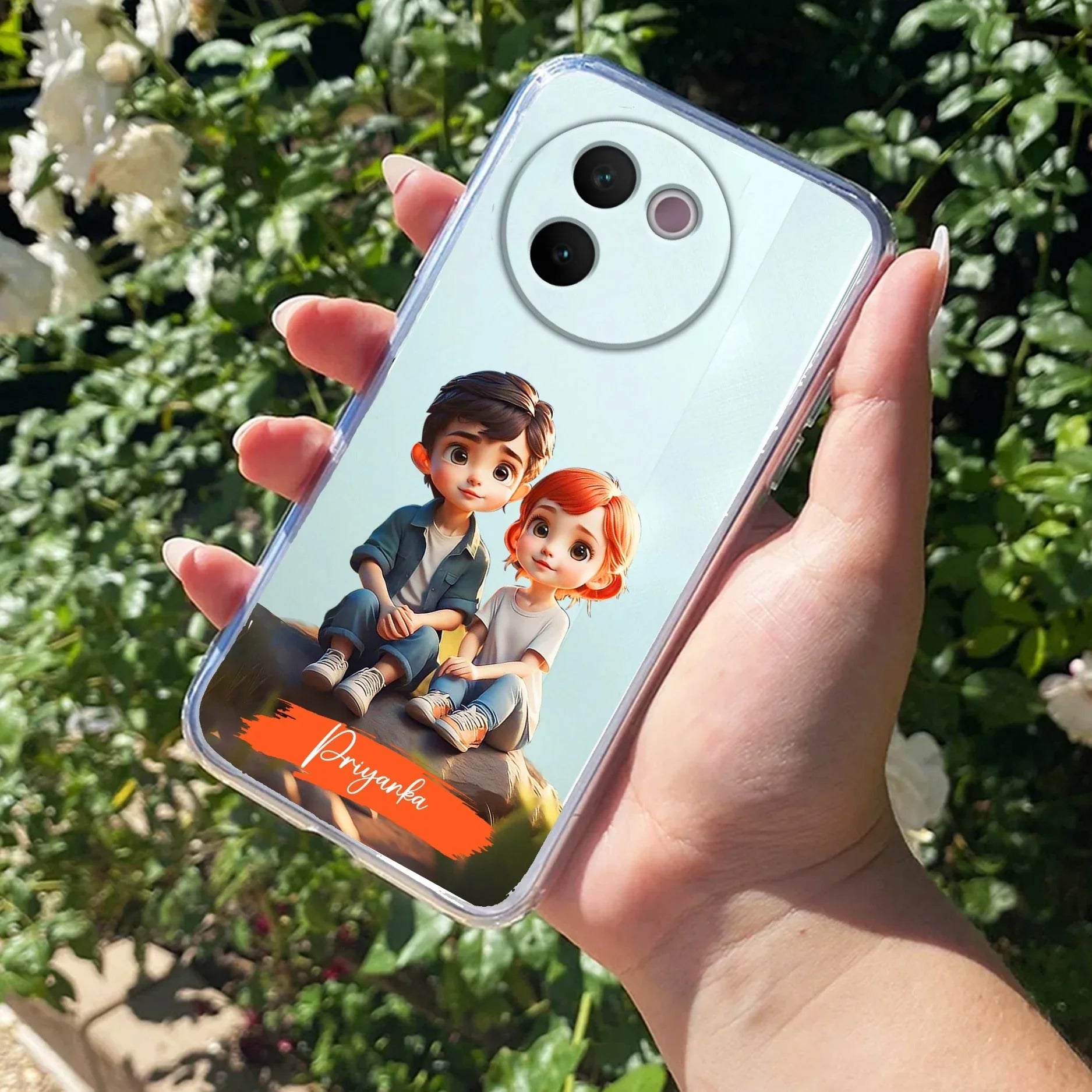 Cute Love Couple Customize Transparent Silicon Case For Vivo - ShopOnCliQ