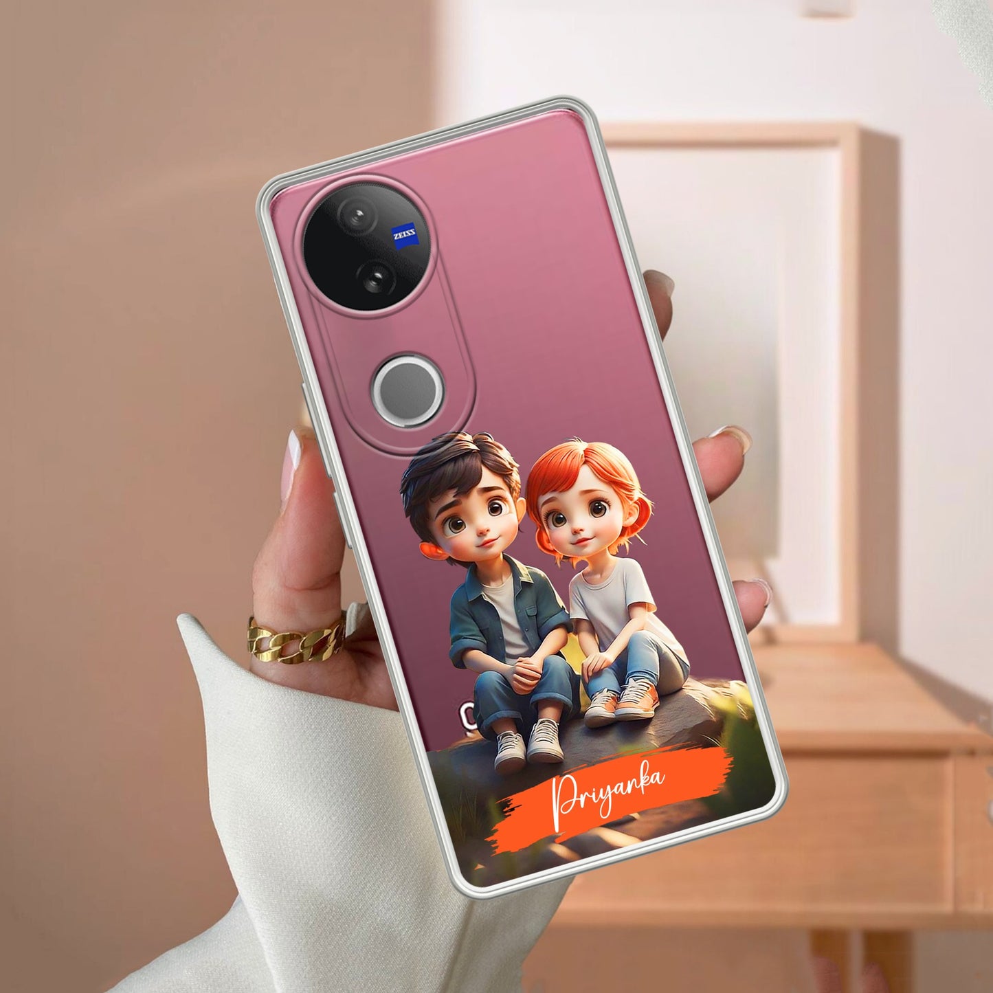 Cute Love Couple Customize Transparent Silicon Case For Vivo