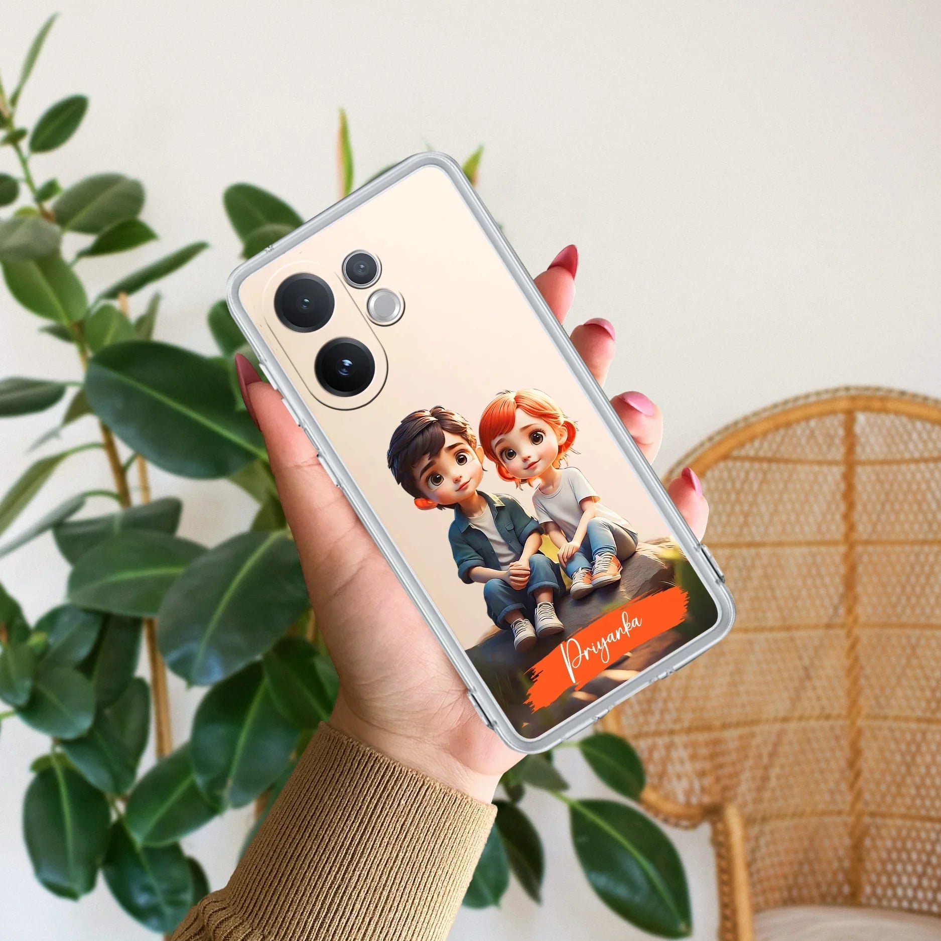 Cute Love Couple Customize Transparent Silicon Case For Vivo - ShopOnCliQ