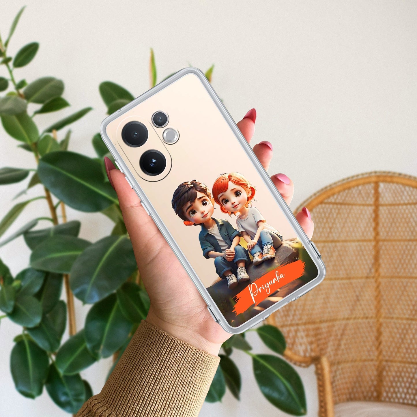 Cute Love Couple Customize Transparent Silicon Case For Vivo