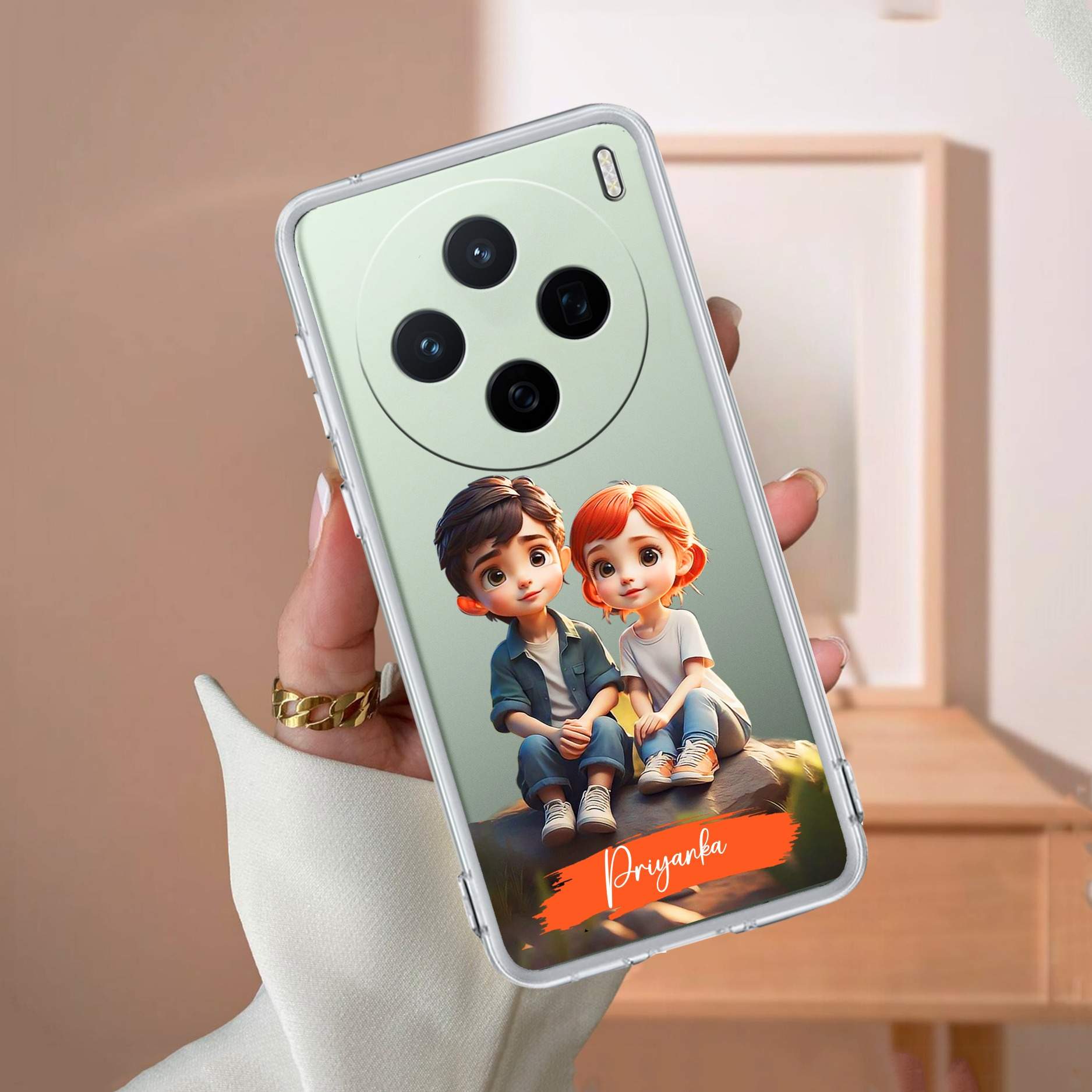 Cute Love Couple Customize Transparent Silicon Case For Vivo