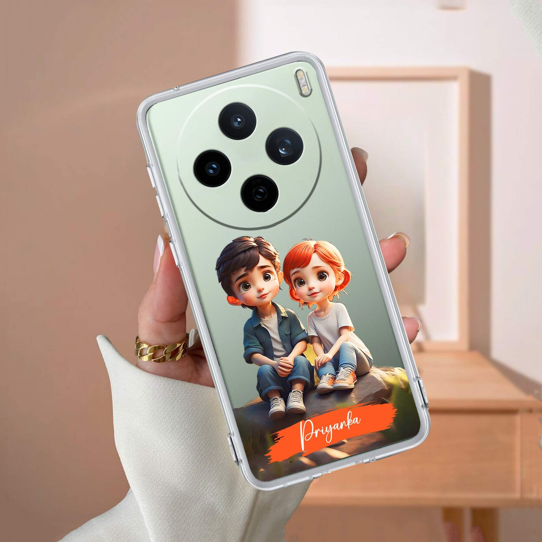 Cute Love Couple Customize Transparent Silicon Case For Vivo