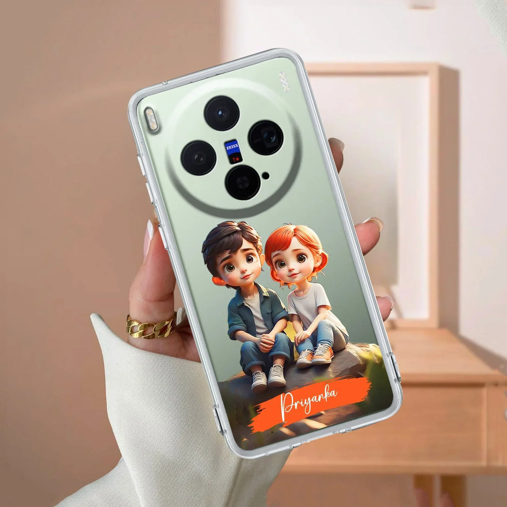 Cute Love Couple Customize Transparent Silicon Case For Vivo X300 5G
