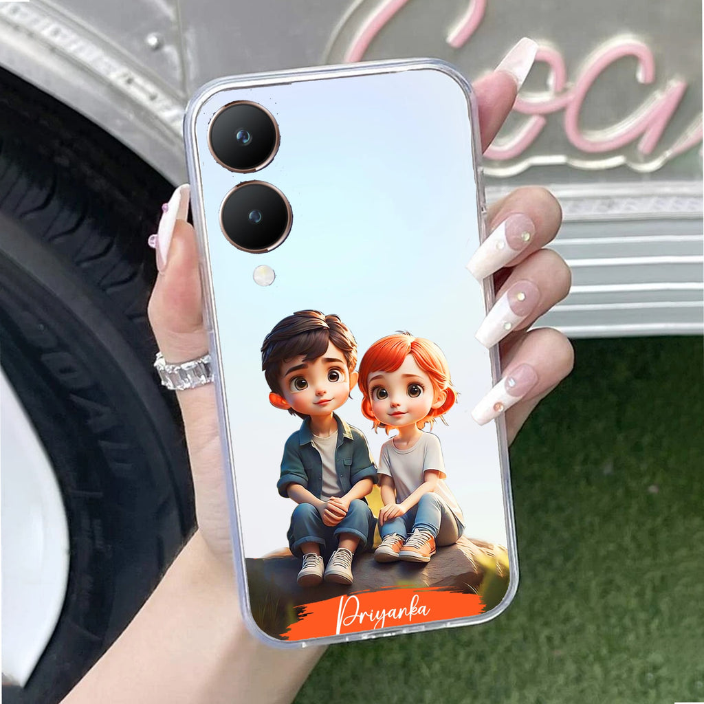 Cute Love Couple Customize Anti Yellow Case For Vivo Y28 5G