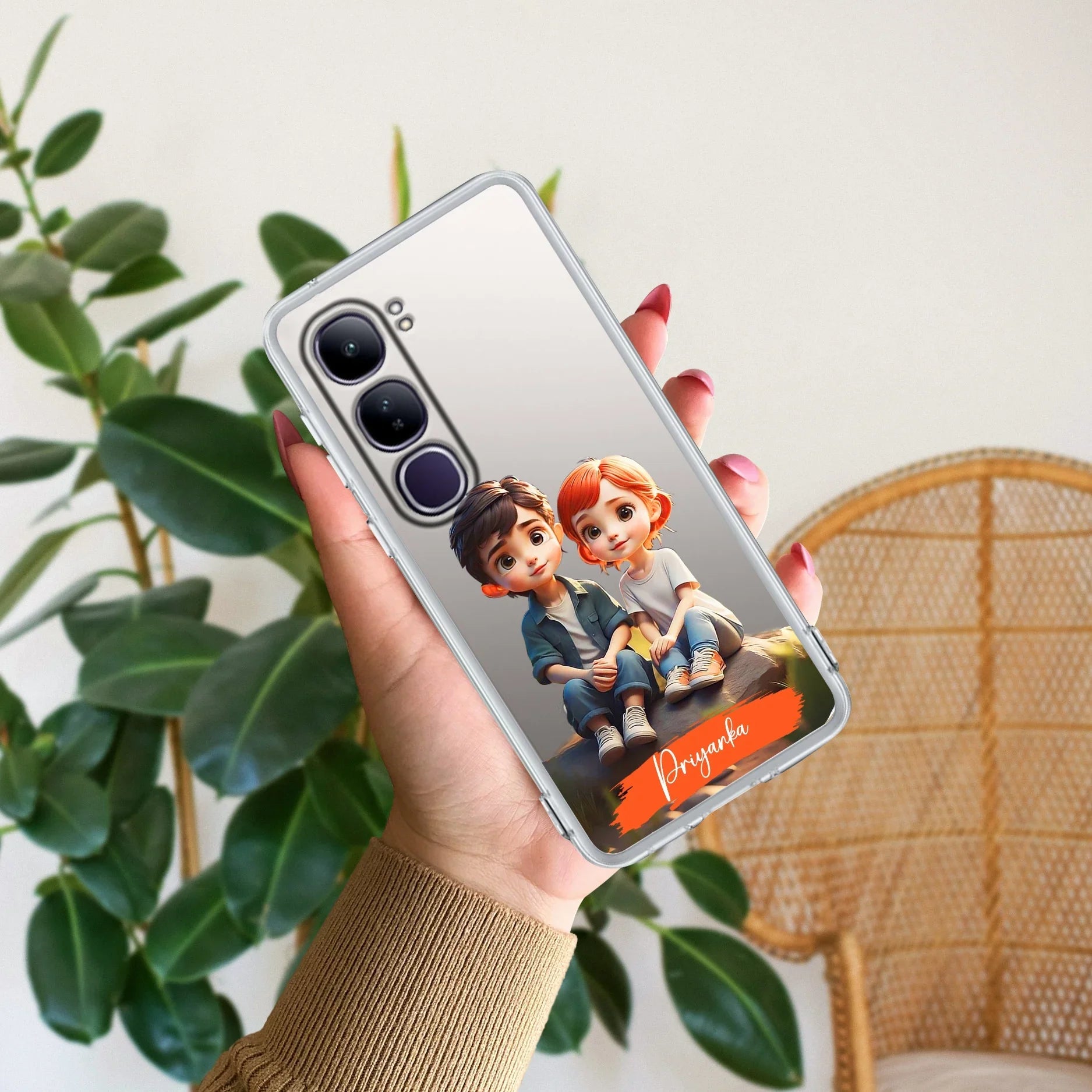 Cute Love Couple Customize Transparent Silicon Case For Vivo - ShopOnCliQ