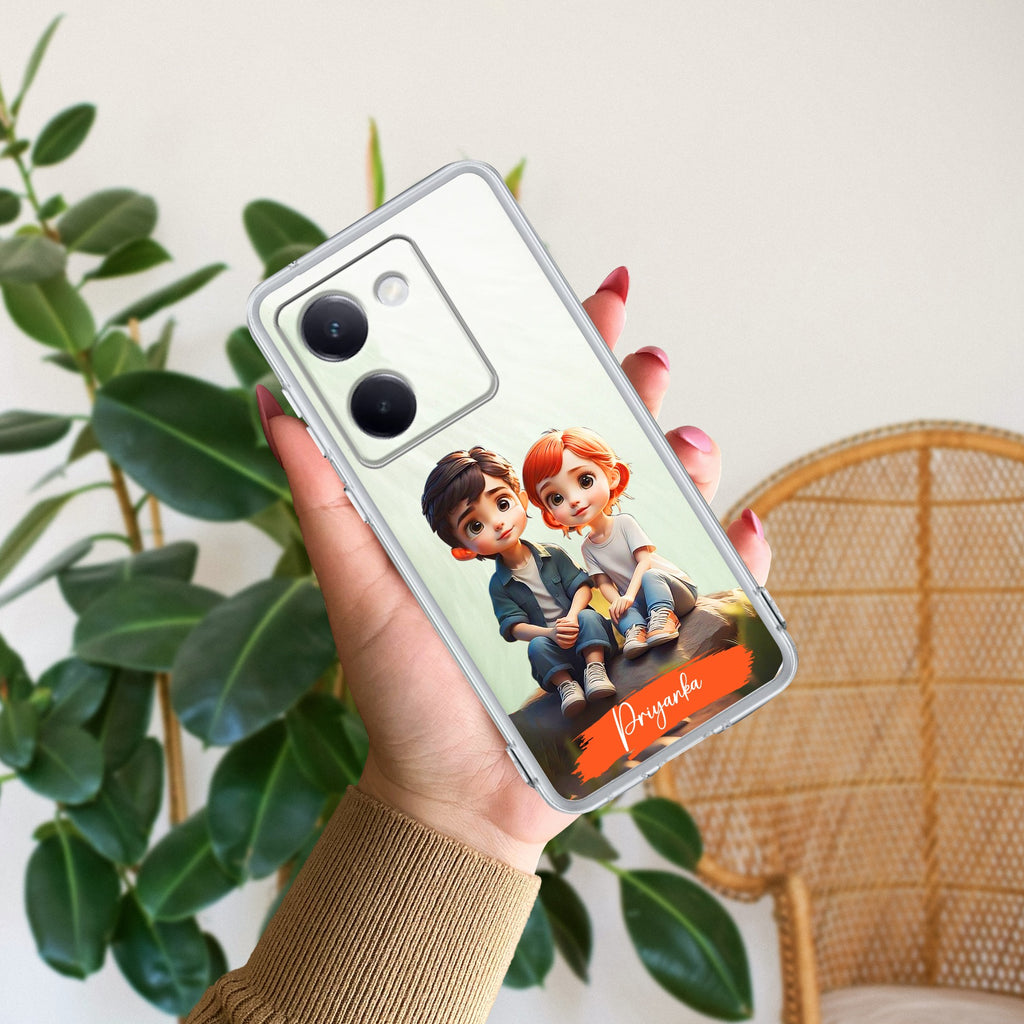 Cute Love Couple Customize Anti Yellow Case For Vivo Y300 Plus 5G