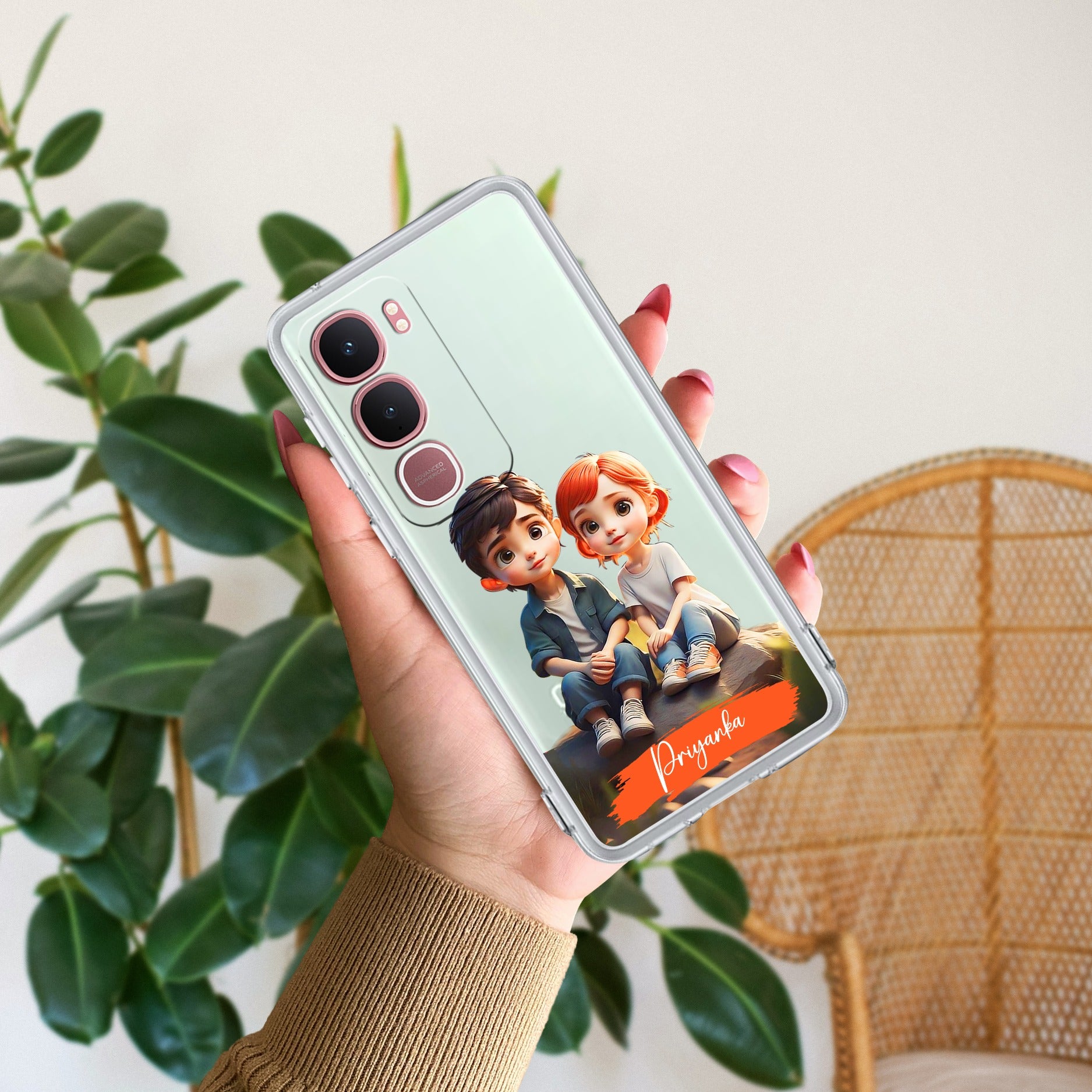 Cute Love Couple Customize Transparent Silicon Case For Vivo Y31 5G