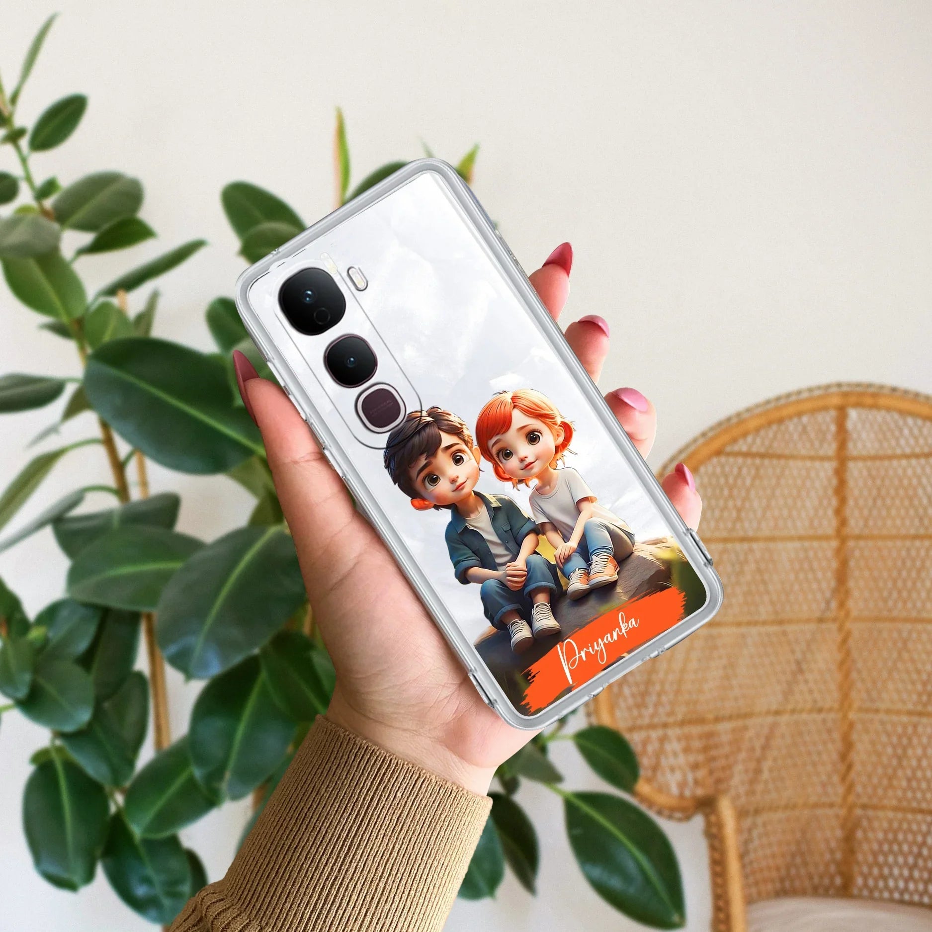 Cute Love Couple Customize Transparent Silicon Case For Vivo - ShopOnCliQ