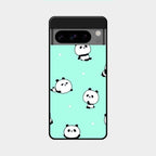 Cute Panda Blue Glass Case Cover For Google Pixel 8 Pro 5G