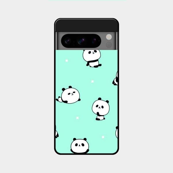 Cute Panda Blue Glass Case Cover For Google Pixel 8 Pro 5G