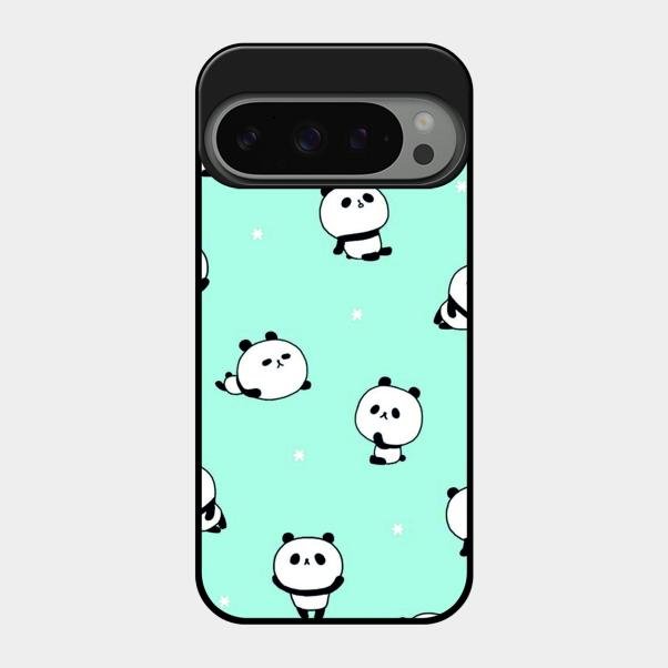 Cute Panda Blue Glass Case Cover For Google Pixel 9 Pro 5G