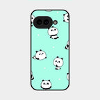 Cute Panda Blue Glass Case Cover For Google Pixel 9A 5G