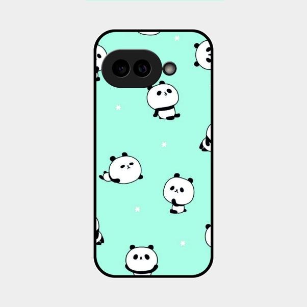 Cute Panda Blue Glass Case Cover For Google Pixel 9A 5G