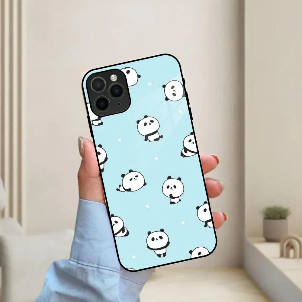 Cute Panda Blue Glass Case Cover For iPhone - ShopOnCliQ
