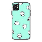 Cute Panda Blue Glass Case Cover For iPhone 11