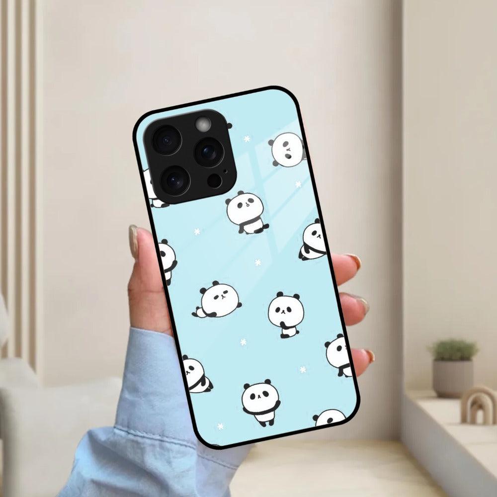 Cute Panda Blue Glass Case Cover For Motorola