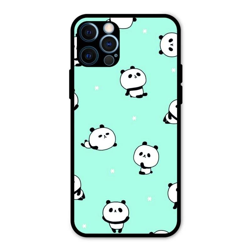 Cute Panda Blue Glass Case Cover For iPhone 12 Pro