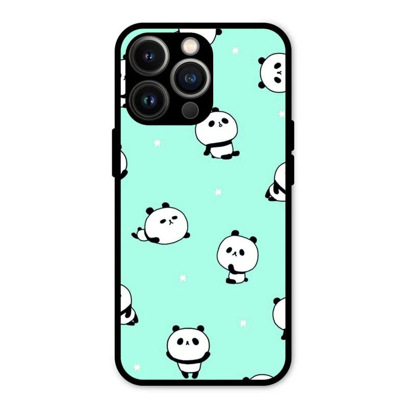 Cute Panda Blue Glass Case Cover For iPhone 13 Pro Max