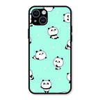 Cute Panda Blue Glass Case Cover For iPhone 14 Plus