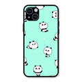 Cute Panda Blue Glass Case Cover For iPhone 14