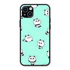 Cute Panda Blue Glass Case Cover For iPhone 14