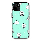 Cute Panda Blue Glass Case Cover For iPhone 15 Plus