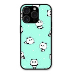 Cute Panda Blue Glass Case Cover For iPhone 15 Pro Max